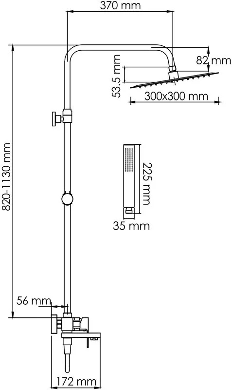 Душевая стойка Wasserkraft Abens 2000 A277.162.218.BM, черная Sancos — официальный сайт