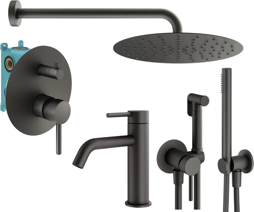 Комплект для ванной Plumberia Selection Ixo KITZXO18GR53 С ВНУТРЕННЕЙ ЧАСТЬЮ, графит матовый Sancos — официальный сайт