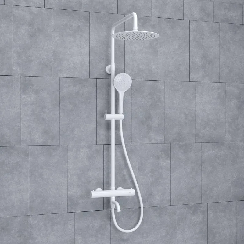 Душевая стойка Wasserkraft Mindel 8500 A188.257.155.WM Thermo, с термостатом, белая Sancos — официальный сайт
