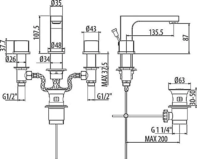 Смеситель для раковины Gattoni Kubik 2510025C0 хром, с донным клапаном Sancos — официальный сайт