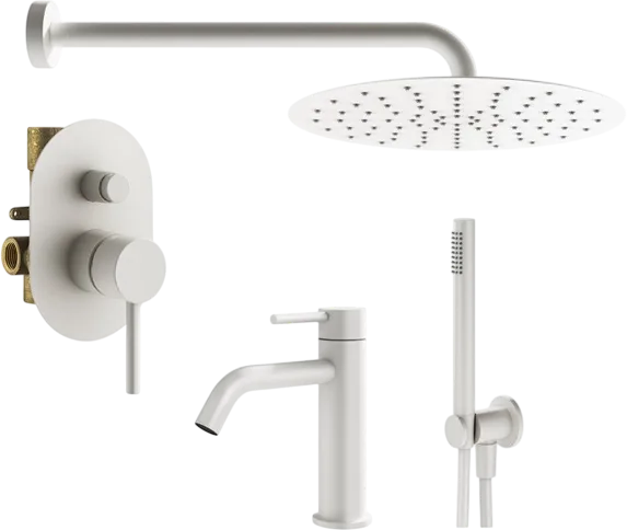 Комплект для ванной Plumberia Selection Ixo KITXO15BO53 С ВНУТРЕННЕЙ ЧАСТЬЮ, белый матовый Sancos — официальный сайт