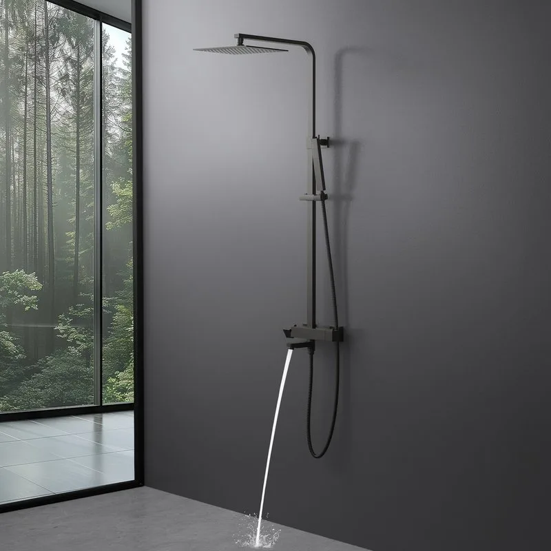 Душевая стойка Timo Tetra-Thermo SX-0169/18, с термостатом, черное золото Sancos — официальный сайт
