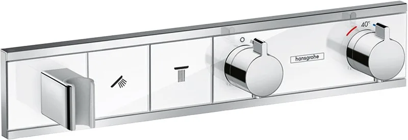 Термостатический смеситель встраиваемый Hansgrohe RainSelect 15355400, для душа, матовый белый, хром Sancos — официальный сайт
