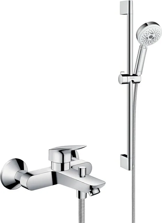 Смеситель для ванны с душем Hansgrohe Logis 71400000, + Душевой гарнитур Hansgrohe Crometta 100 Mult Sancos — официальный сайт