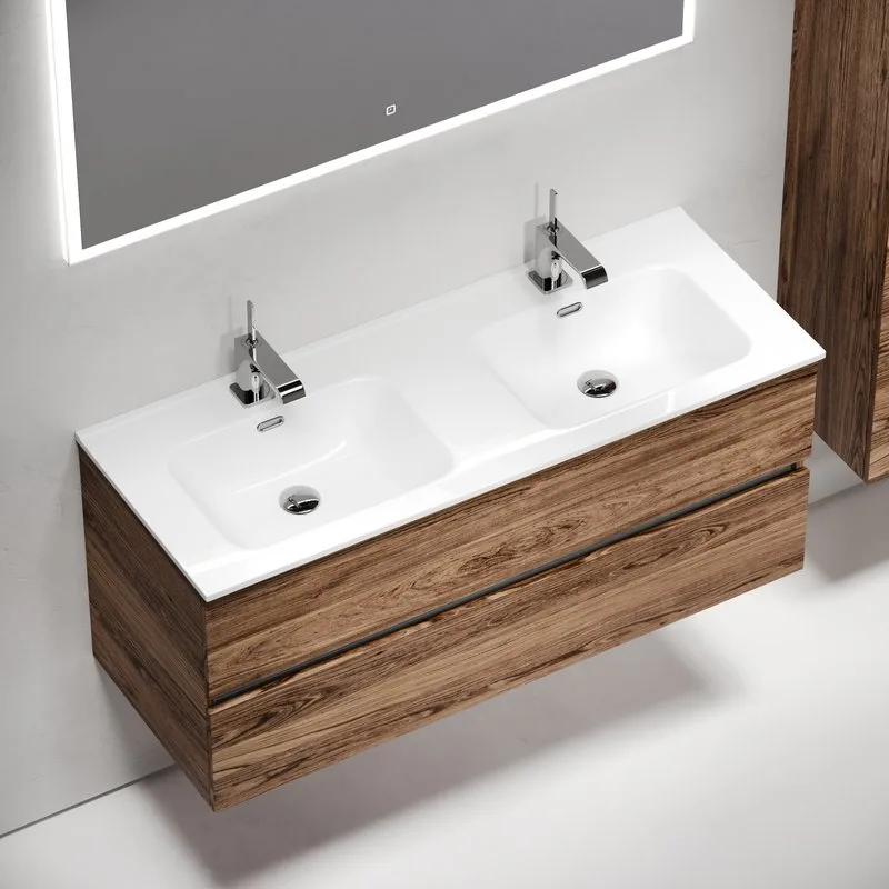 Тумба с раковиной Sancos Urban 120 двойная белая раковина CN7004, дуб чарльстон Sancos — официальный сайт