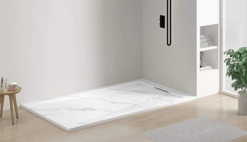 Поддон для душа Esbano Luxe ESPLM128CB белый мрамор Sancos — официальный сайт