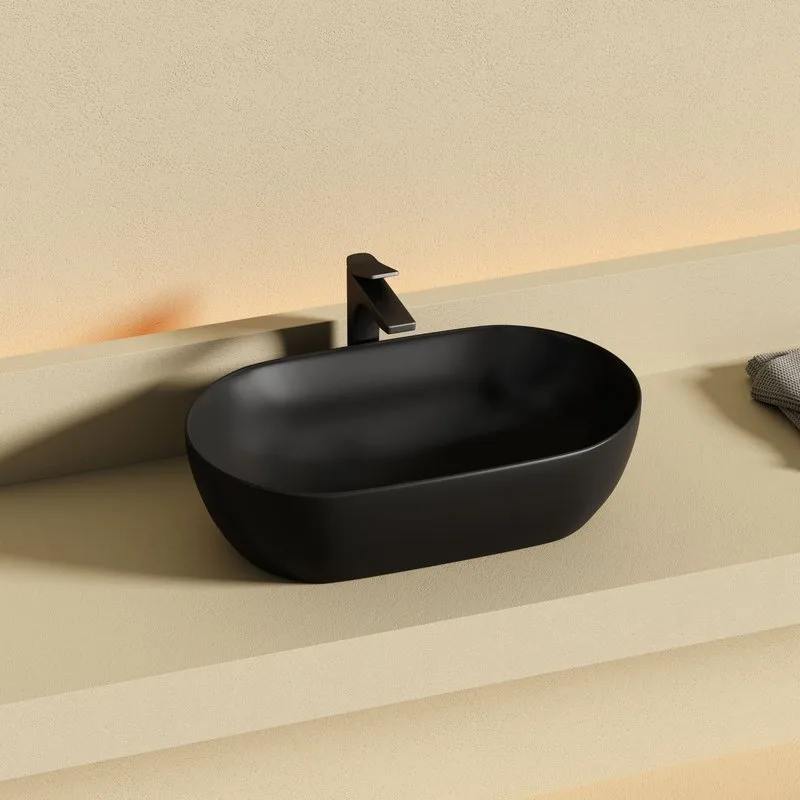 Раковина накладная Ceramicanova Twist овальная 50 см черный матовый CN12001MB Sancos — официальный сайт