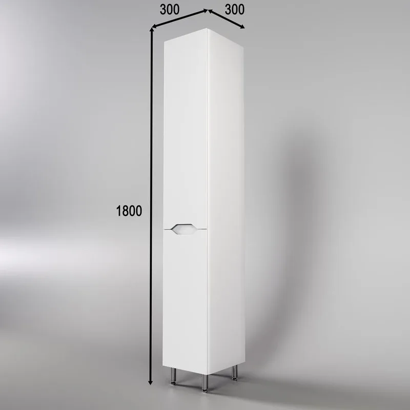 Шкаф-пенал для ванной Style Line Марелла 30 L, антискрейтч, белый матовый