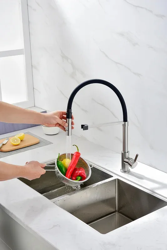 Смеситель для кухни Paulmark Halt Ha214021-BS брашированная сталь, с гибким изливом Sancos — официальный сайт