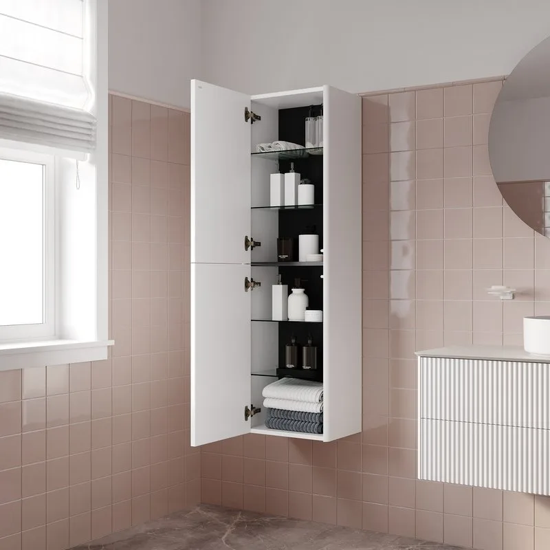 Шкаф-пенал для ванной IDDIS Aiger 40 подвесной, матовый белый soft touch Sancos — официальный сайт