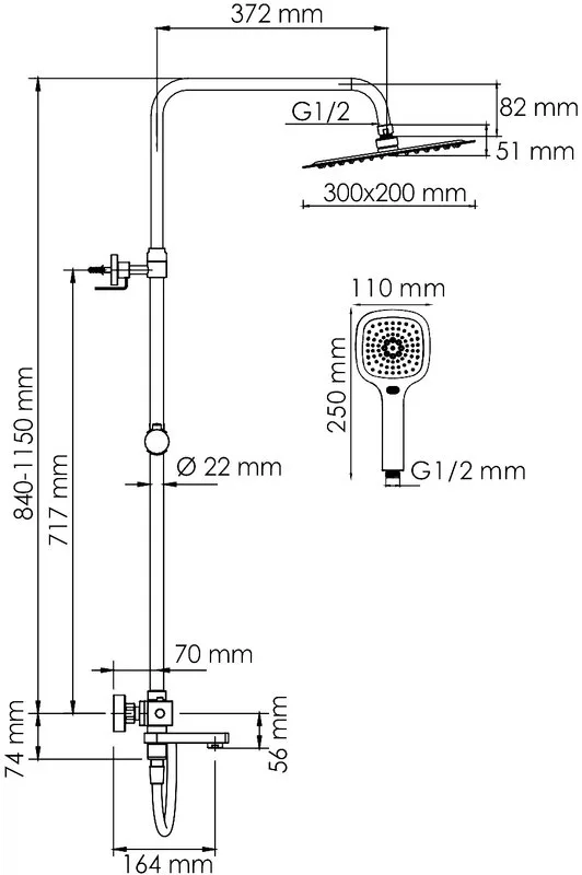 Душевая стойка Wasserkraft Aller A199.069.065.087.CH Thermo, с термостатом, хром Sancos — официальный сайт