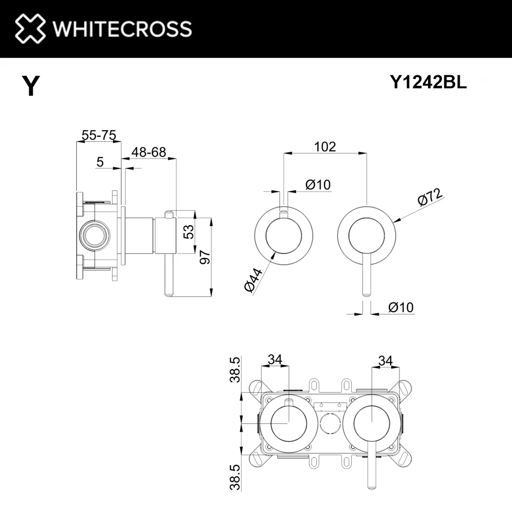 Встраиваемый смеситель WHITECROSS Y Y1242BL для душа С ВНУТРЕННЕЙ ЧАСТЬЮ, черный матовый Sancos — официальный сайт