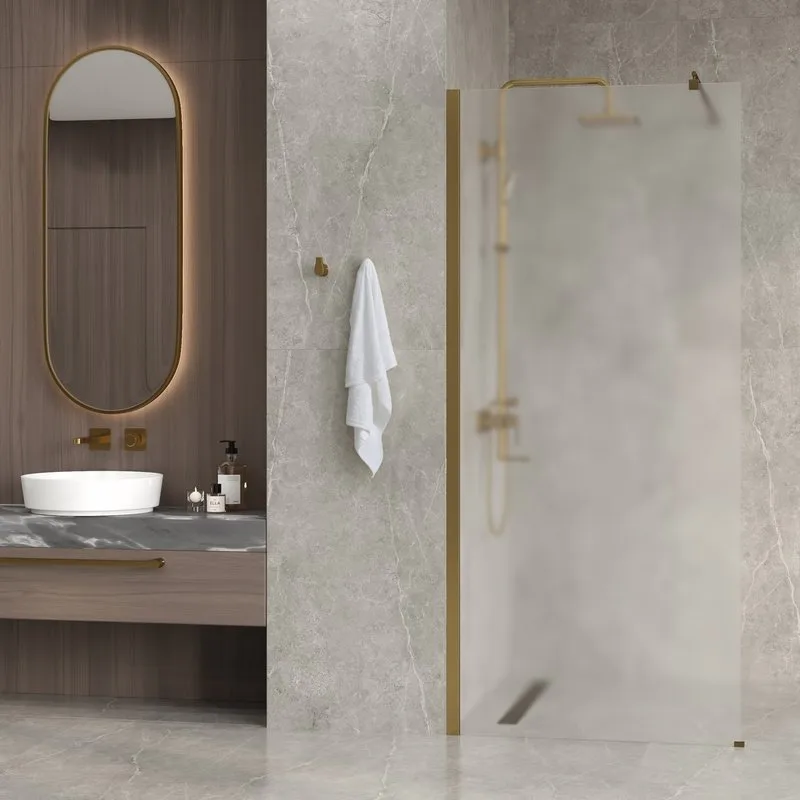 Душевая перегородка Wasserkraft Rur 30W 120 см, профиль матовое золото, стекло матовое Sancos — официальный сайт