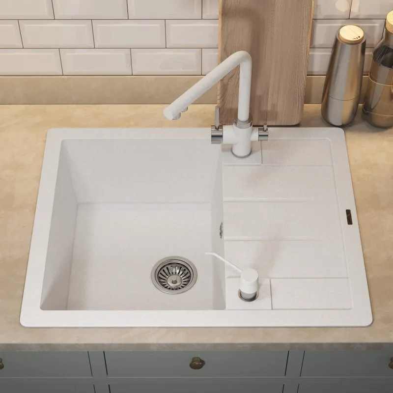 Кухонная мойка кварцевая Uperwood Quartz UPD-03-01, прямоугольная, белая Sancos — официальный сайт