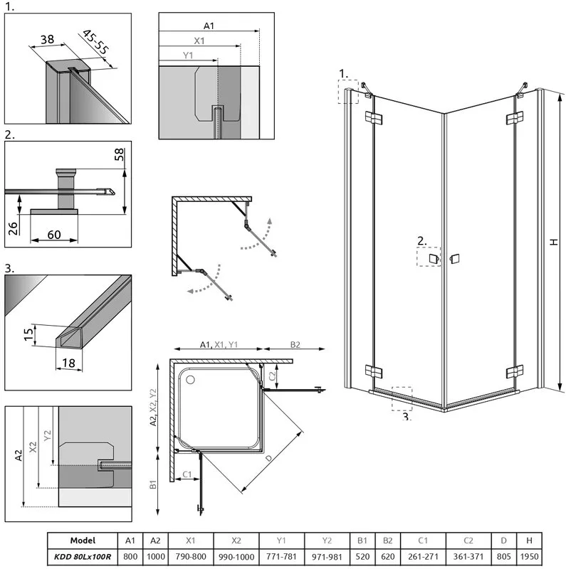 Душевой уголок Radaway Almatea KDD 80x100 Sancos — официальный сайт