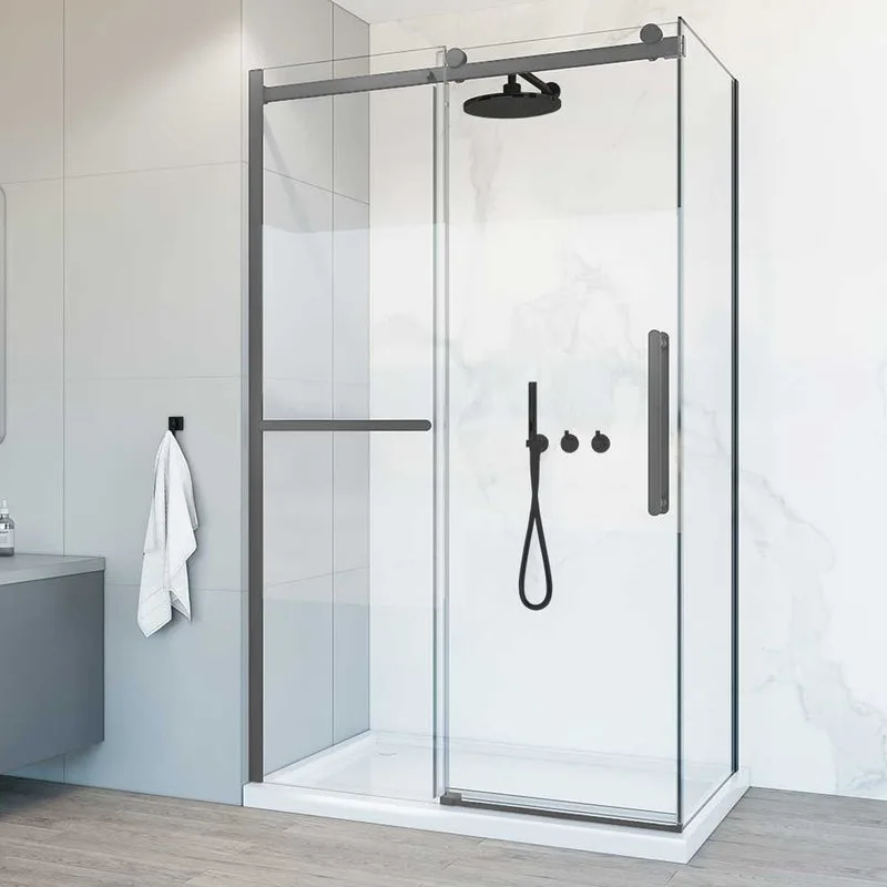 Душевой уголок Vincea Como Soft VSR-1CS1013CLGM 130х100, профиль вороненая сталь, стекло прозрачное Sancos — официальный сайт