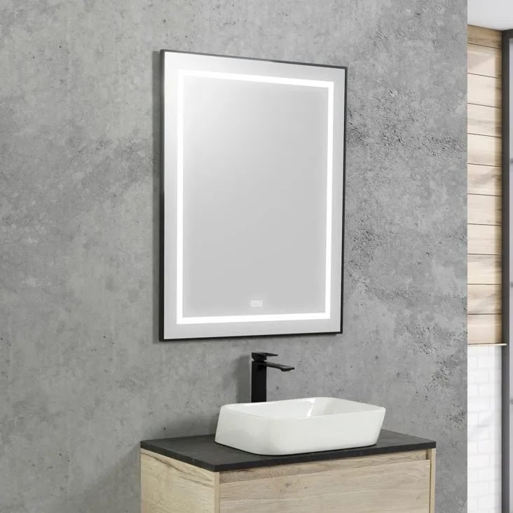 Зеркало BelBagno Kraft SPC-KRAFT-685-885-TCH-WARM-NERO черное, с подогревом Sancos — официальный сайт