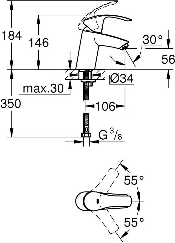 Смеситель для раковины Grohe Eurosmart New 32467002 Sancos — официальный сайт