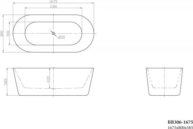 Акриловая ванна BelBagno BB306-1675 170x80 см, отдельностоящая, белая, овальная, с каркасом Sancos — официальный сайт