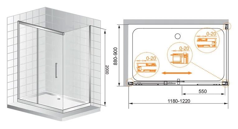 Душевой уголок Cezares Premier Soft W AH1 120/90 C Cr IV Sancos — официальный сайт