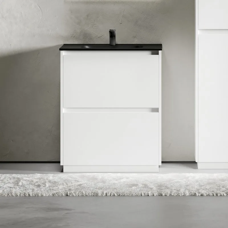 Тумба с раковиной Sancos Libra Floor 70 белый глянец, черная раковина CN7007MB Sancos — официальный сайт