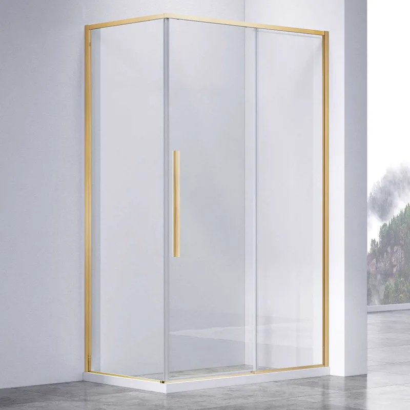 Душевой уголок Vincea Slim-N VSR-4SN9013CLG 130х90, профиль брашированное золото, стекло прозрачное Sancos — официальный сайт
