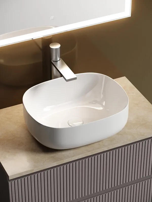 Тумба с раковиной Sancos Snob T 80 см, doha soft, столешница бежевая, раковина CN6018 Sancos — официальный сайт
