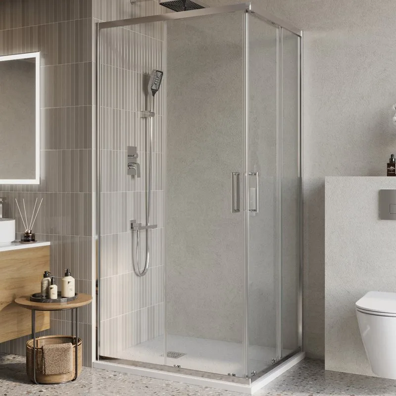 Душевой уголок BelBagno Luce AH-2-100/80-C-Cr 100x80, профиль хром, стекло прозрачное Sancos — официальный сайт