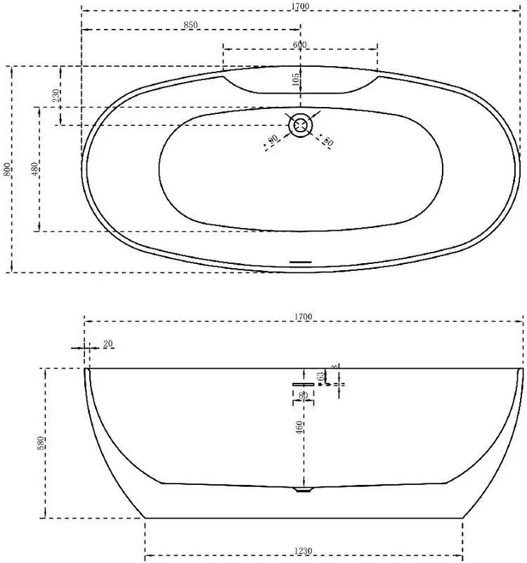 Акриловая ванна Abber AB9323 170x80 см, отдельностоящая, белая, овальная, с каркасом, со сливом-пере Sancos — официальный сайт
