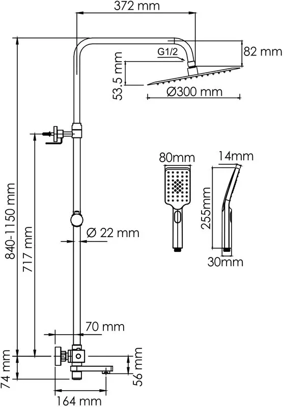 Душевая стойка Wasserkraft Aisch A199.262.201.BG Thermo, с термостатом, золото Sancos — официальный сайт