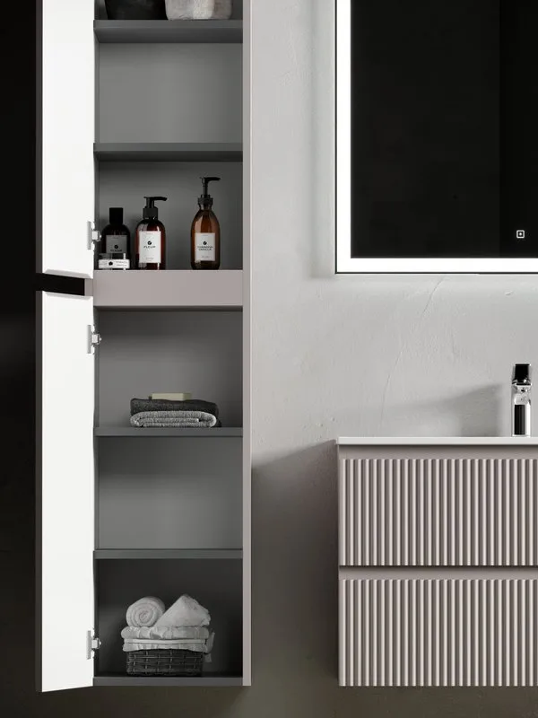 Шкаф-пенал для ванной Sancos Snob R 35 см, универсальный, Doha soft (пыльная роза) Sancos — официальный сайт