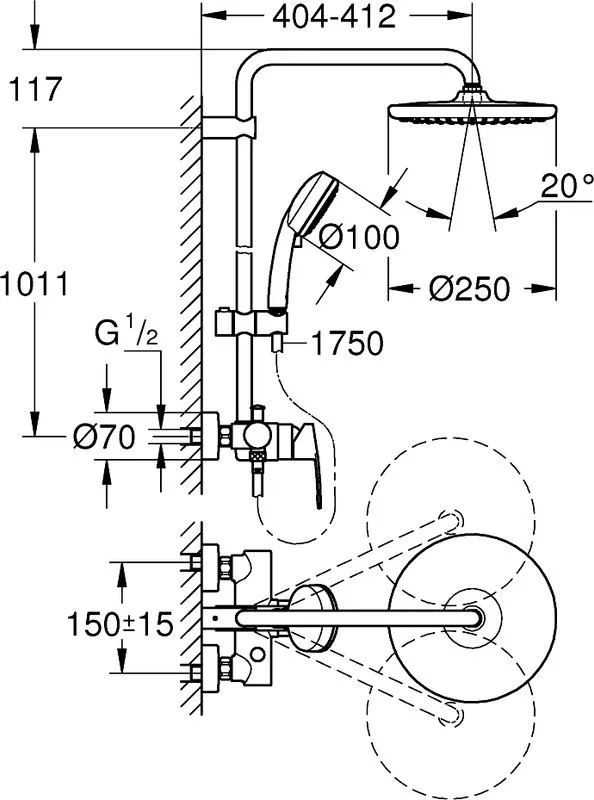 Душевая стойка Grohe Tempesta Cosmopolitan System 250 26673000 Sancos — официальный сайт