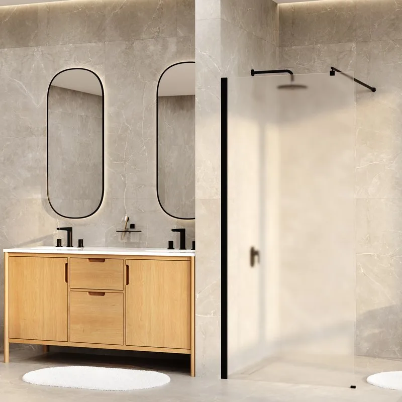 Душевая перегородка Wasserkraft Rur 30W 110 см, профиль матовый черный, стекло матовое Sancos — официальный сайт