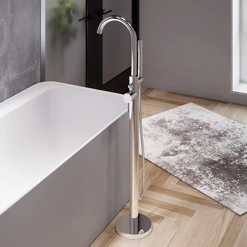 Напольный смеситель для ванны с душем Damixa Scandinavian Pure 365000000, хром Sancos — официальный сайт
