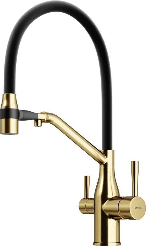 Смеситель для кухни Sancos Orta SC4008BG с гибким изливом, брашированное золото Sancos — официальный сайт