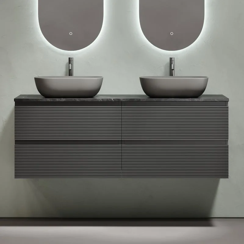 Тумба с раковиной Sancos Folk 140 grey soft, столешница черный мрамор TT140A1X, раковина CN6009MDH Sancos — официальный сайт