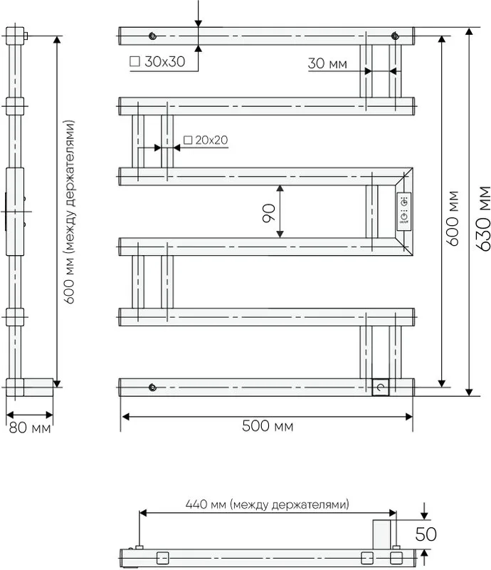 Полотенцесушитель электрический Indigo Muza DGM60-50BRRt черный муар Sancos — официальный сайт