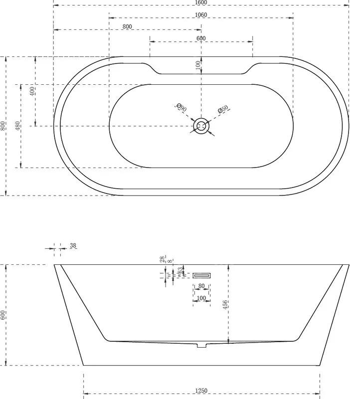 Акриловая ванна Abber AB9299-1.6 160x80 см, отдельностоящая, белая, овальная, с каркасом, со сливом- Sancos — официальный сайт