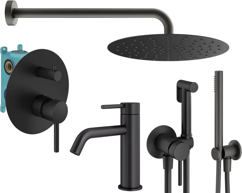 Комплект для ванной Plumberia Selection Ixo KITZXO18NO53 С ВНУТРЕННЕЙ ЧАСТЬЮ, черный матовый Sancos — официальный сайт