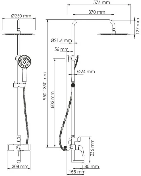 Душевая стойка Wasserkraft Sauer A17101 Sancos — официальный сайт