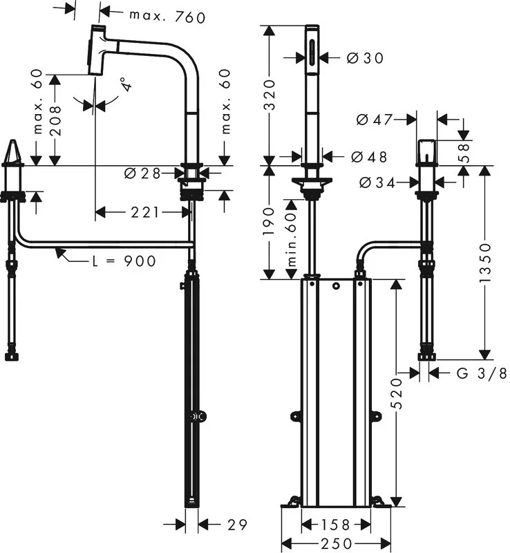Смеситель для кухни Hansgrohe Metris Select Metris Select 73818000 Sancos — официальный сайт