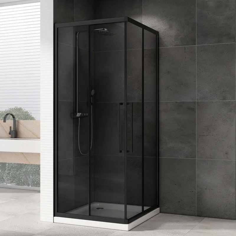 Душевой уголок Abber Schwarzer Diamant AG02090BDTH 90x90, профиль черный, стекло тонированное серое Sancos — официальный сайт