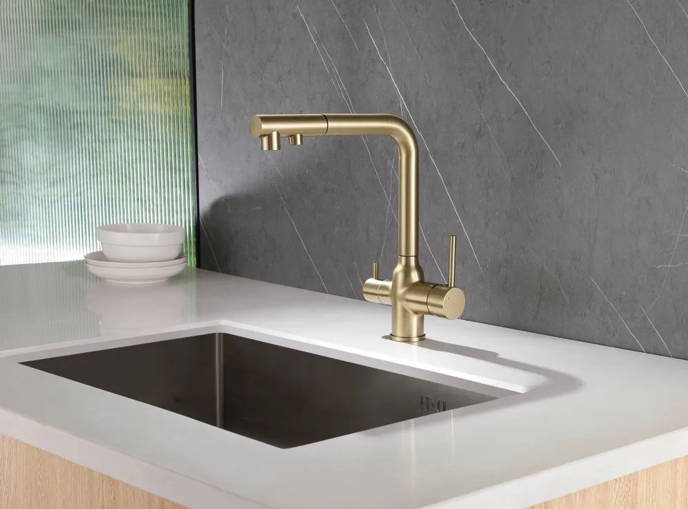 Смеситель для кухни Abber Emotion AF8814G, матовое золото Sancos — официальный сайт