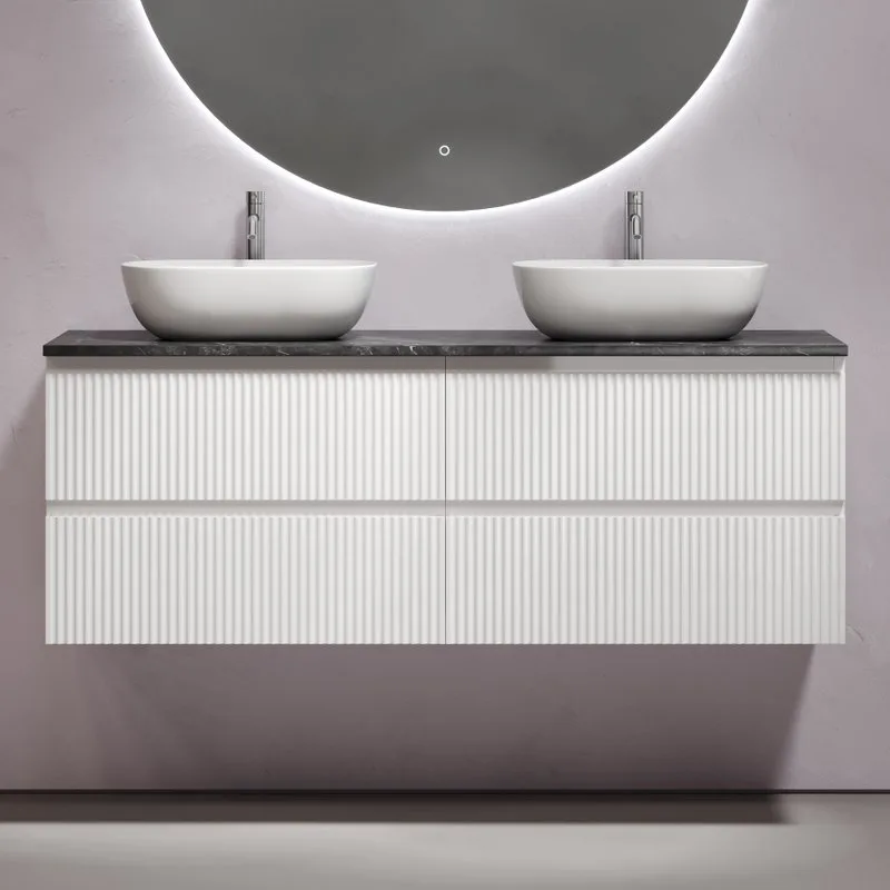 Тумба с раковиной Sancos Snob R 140 bianco, столешница черный мрамор TT140A1X, раковина CN6009 Sancos — официальный сайт