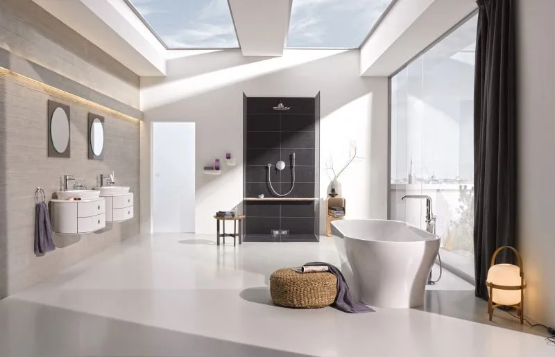 Напольный смеситель для ванны с душем Grohe Essence New 23491001 Sancos — официальный сайт