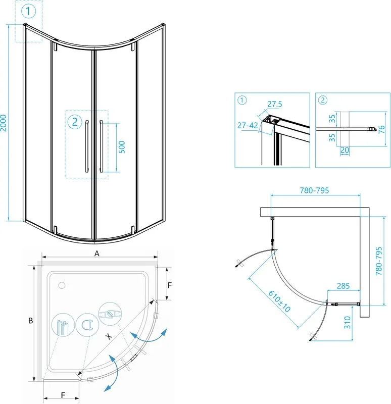 Душевой уголок RGW Stilvoll SV-53 B 80x80x200 профиль черный Sancos — официальный сайт