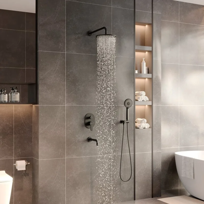 Душевой комплект Berges Nardis 3R 071008, С ВНУТРЕННЕЙ ЧАСТЬЮ, черный матовый Sancos — официальный сайт