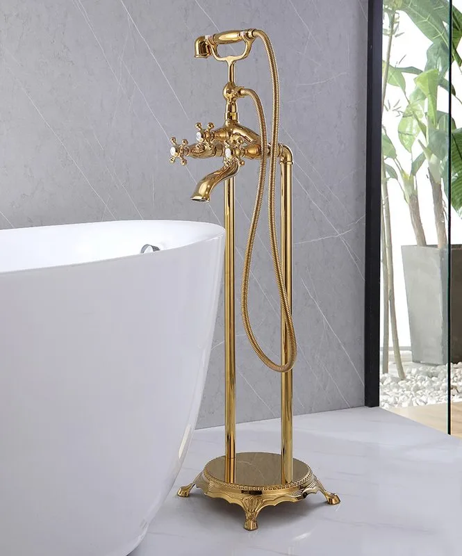 Напольный смеситель для ванны с душем Abber Klassik AF8415G, С ВНУТРЕННЕЙ ЧАСТЬЮ, золото Sancos — официальный сайт