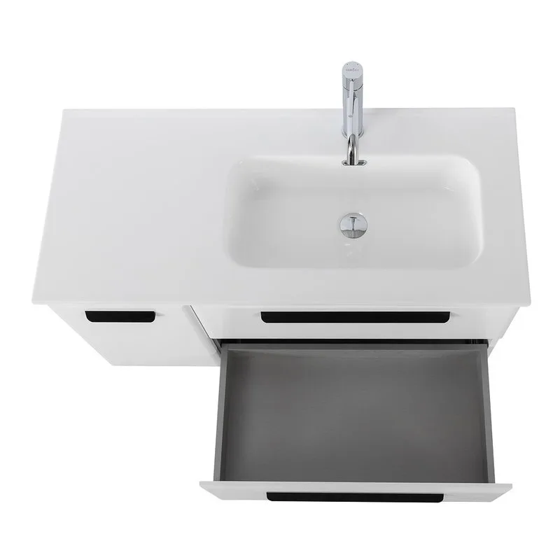Тумба под раковину без столешницы Cezares Eco Cer-N 100 R 2 ящика, 1 дверца, bianco lucido, ручки ма Sancos — официальный сайт
