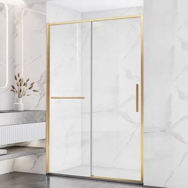 Душевая дверь в нишу Vincea Slim Soft VDS-1SS150CLG 150 см профиль брашированное золото, стекло проз